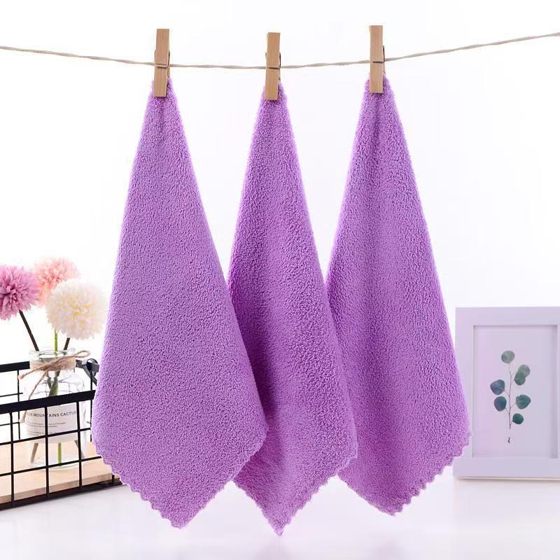Absorbent Quick-Dry Coral Fleece Hand Towel - Solid Color, Square, Small 30 x 30 cm
