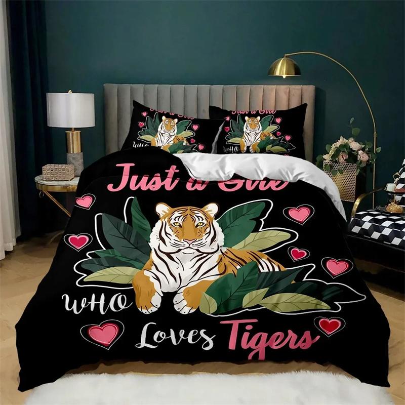 Cartoon Duvet Cover Set Howling Wolf In The Moonlit Night Bedding Set Polyester Just A Girl Who Loves Wolves Pattern Quilt Cover