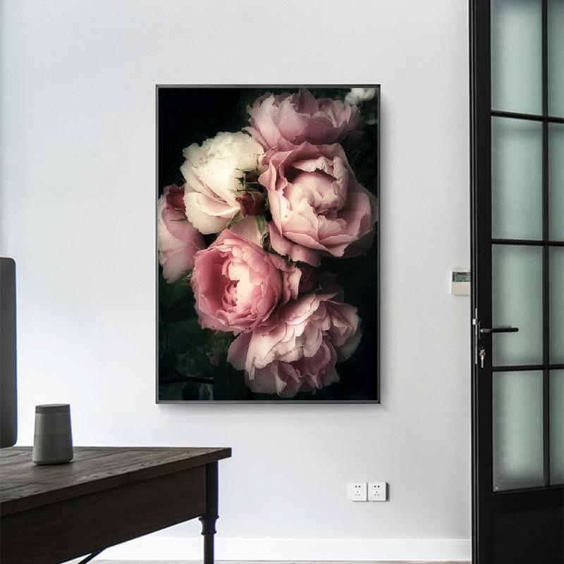 Mode Rosa Pfingstrose Blumen Blumen Vintage Poster Und Drucke Wohnzimmer Dekor Poster Wand Kunst Leinwand Druck Malerei Bild