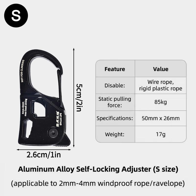 

Aluminum Alloy Adjuster Tent Rope Tensioner Camping Supplies Anti-Slip Strong Load-Bearing Tarp Tent Rope Roller Tensioner Cord