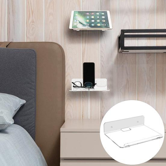 2 Peças de Prateleiras de Parede Flutuantes em Acrílico Prateleiras de Parede Transparentes Instalação Adesiva ou com Parafuso Prateleiras de Exibição para Alto-falante Vaso de Planta Figuras