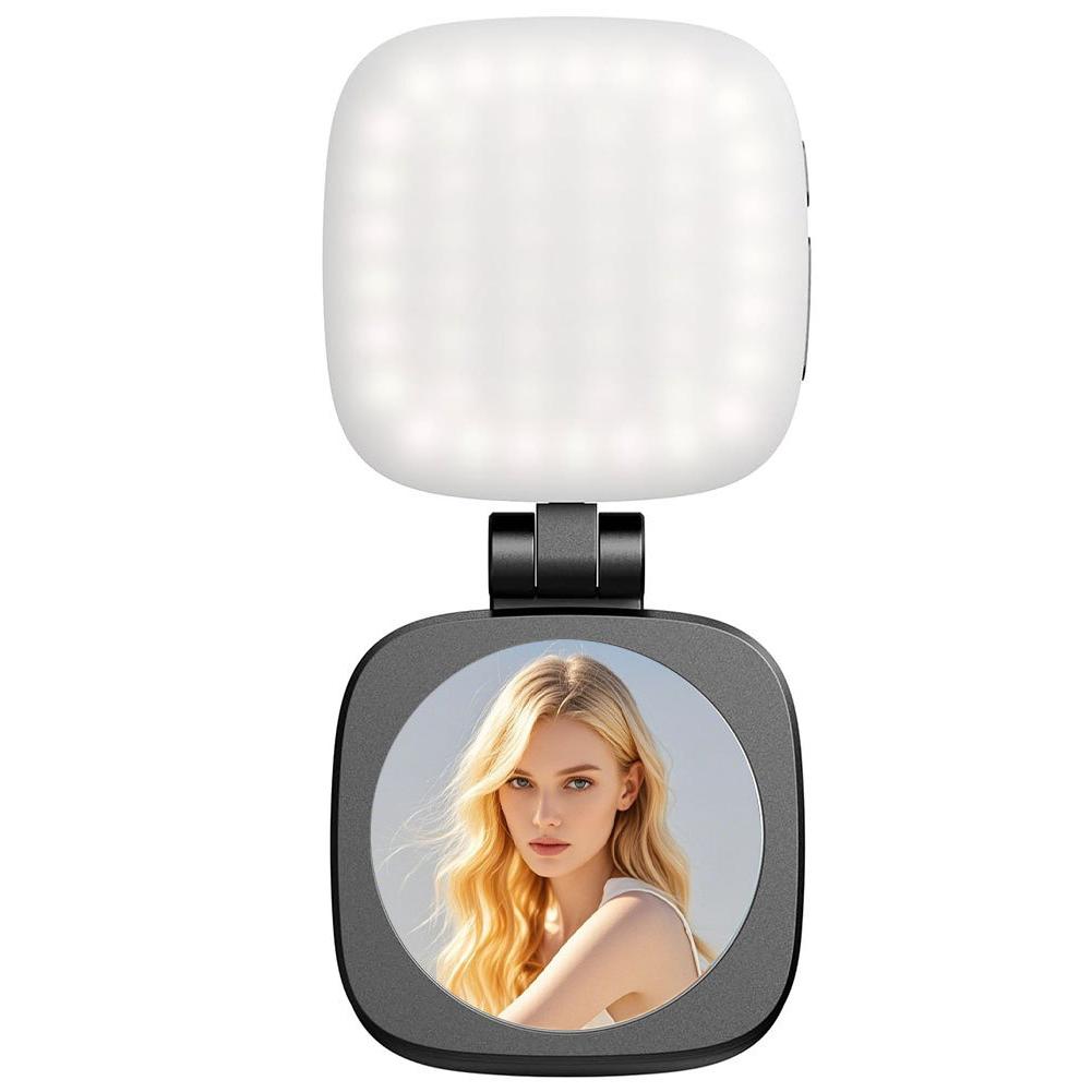 Mini Selfie Fill Light with Mirror Strong Magnetic Adsorption LED Video Photography Light Rechargeable for Smartphones Tablets