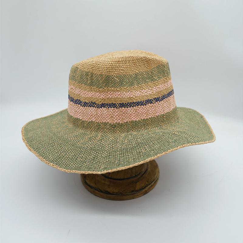 

Women Stripped Summer fedora hat women panama hat wide brim sun hat fashion hat beach sun hat Wide Brim Panama Hats