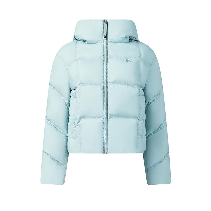 Fila White Casual Commuter Trendy Fresh Comfortable Versatile Slightly Stretchy Goose Down Warm Hooded Down Jacket Women Outerwear F11W543916FLG