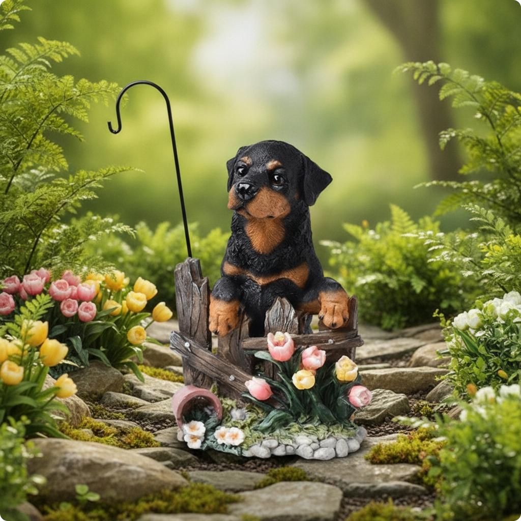 Garden Figurine with Hook Resin Dog Figurine Dog Statue Textured Yard Art Charming for Gardeners, Patio, Porch