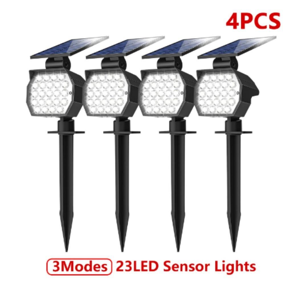 

Солнечные прожекторы для улицы 23 светодиода Солнечные ландшафтные светильники Регулируемые водонепроницаемые солнечные настенные прожекторы Светильник для газона, дерева, патио, двора 4pc