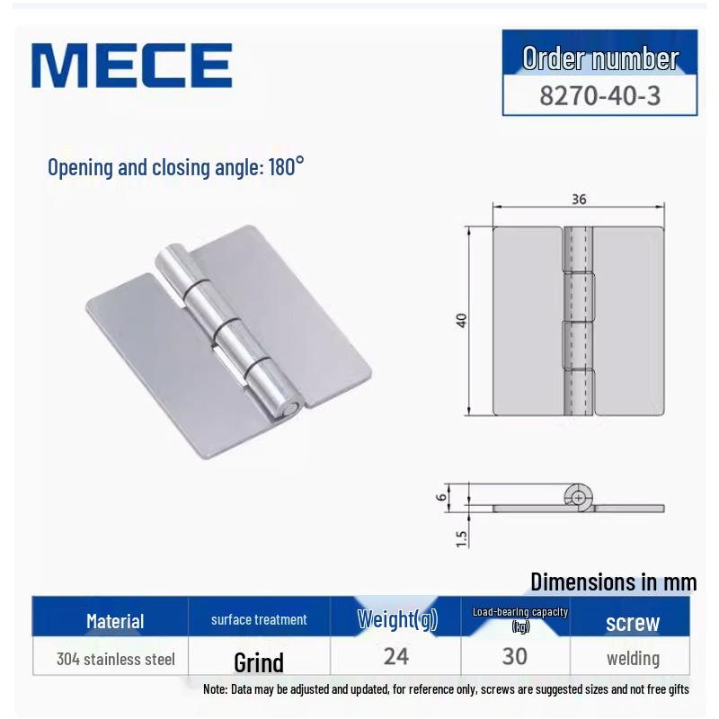 304 Stainless Steel Thickened Cabinet & Wooden Door Hinges