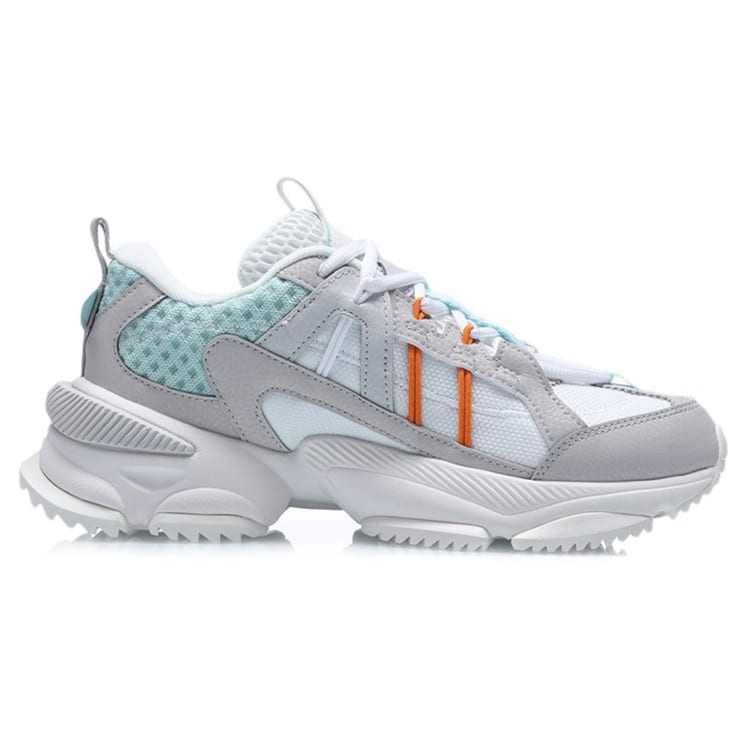 Li Ning Nebula M1 Textil, Synthetikleder Dämpfung Niedrig geschnitten Sport Freizeitschuhe Damen Weiß Grau AGCQ244-1