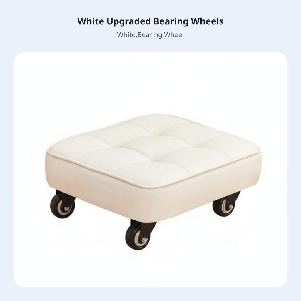 Low-Height Wheeled Seat 360-Degree Mobility Tufted Wheeled Ottoman Versatile Silent Wheels for Parents, Adults, Home, Entryway