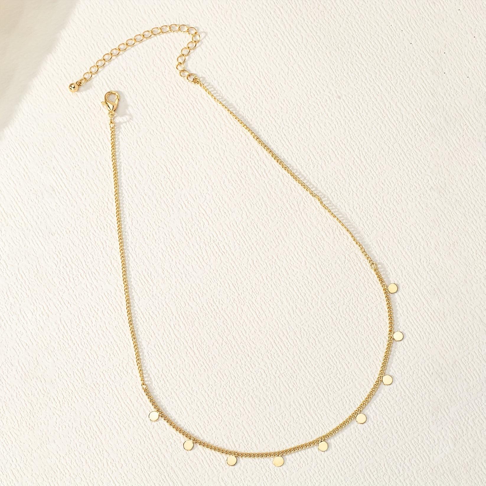 Necklace Women s round copper sequins Minimalist cold Internet celebrity same temperament collarbone chain имбирный