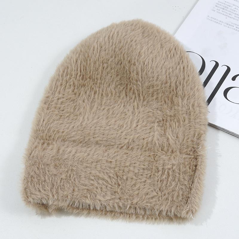 New Hat for Women's Warm Imitation Mink Knitted Hat Korean Style Versatile Windproof Ear Protection Wool Hat Versatile Cold Hat Men