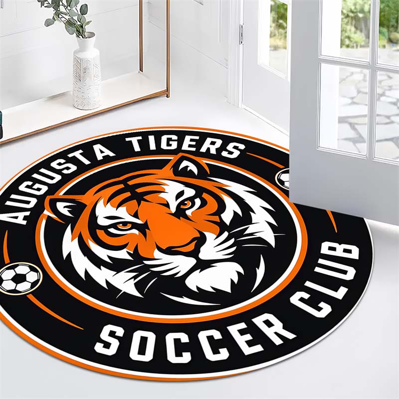 Augusta Tigers Soccer Club Tiger Head Circular Area Rug American Football Round Floor Carpet Gaming Chair Living Room Bedroom Decor Mat