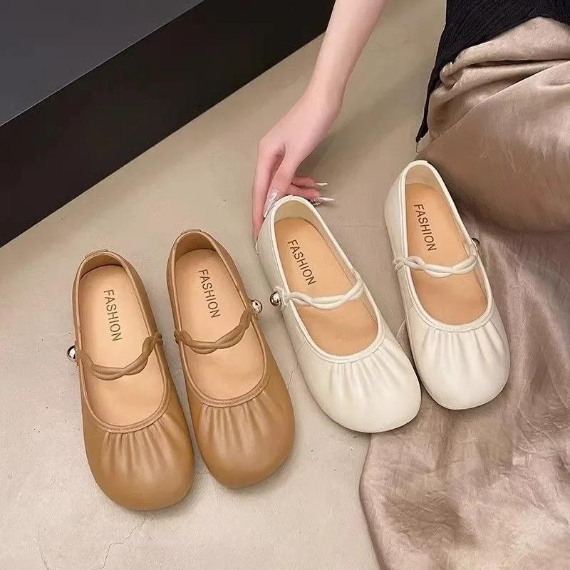 Fashion Women's Foldable Soft Bottom Flats Shoes Spring Summer New Style Korean Version Slip-On Shoes for Skirts Sweet Style