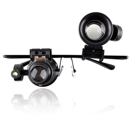 20x Förstoringsglas Glasögon Lupp Lens Juvelerare Klocka Reparationsverktyg med LED-ljus