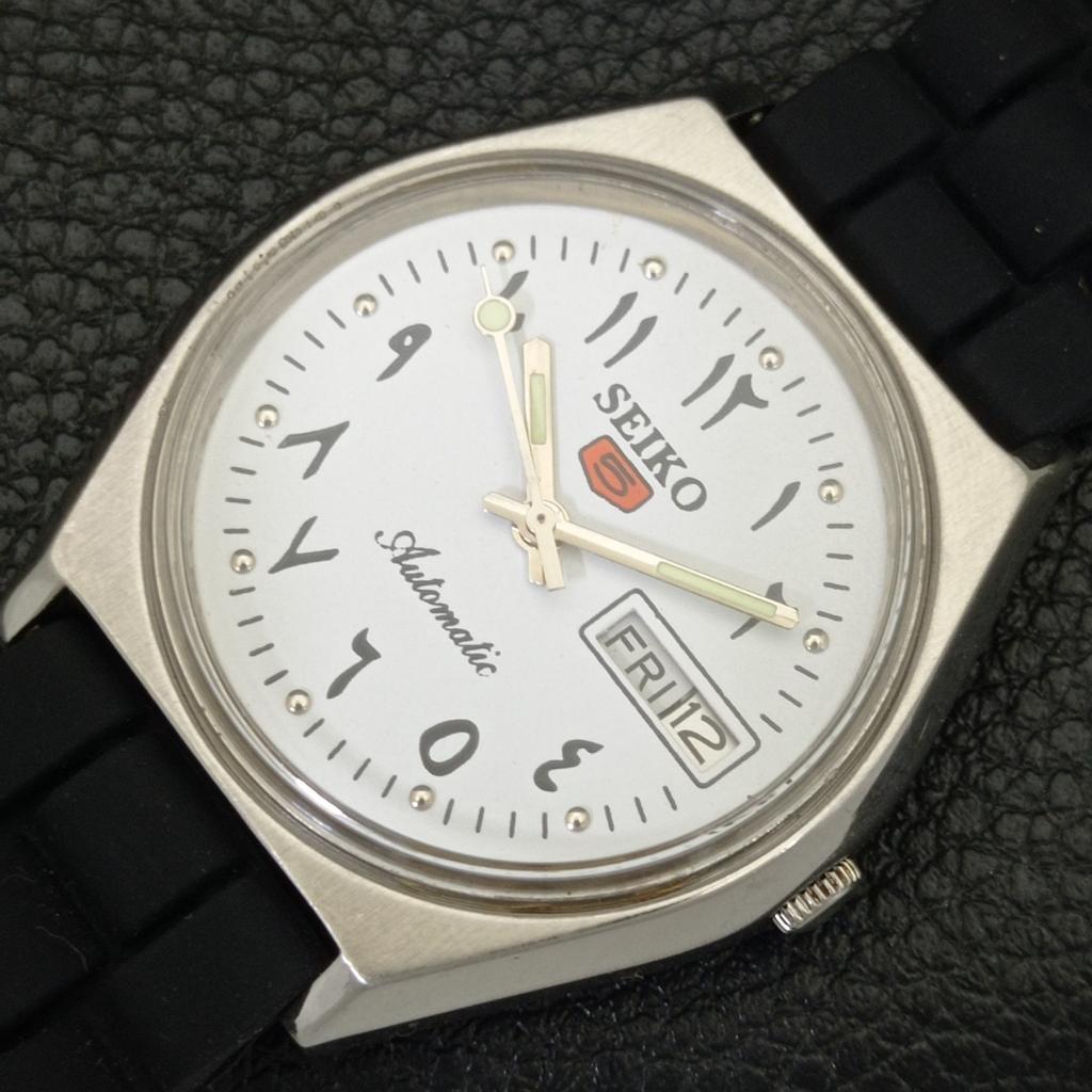 SEIKO 5 AUTOMATIC 6309A VINTAGE JAPAN MENS ARABIC WHITE DIAL WATCH a701414-5 R206b-a701414