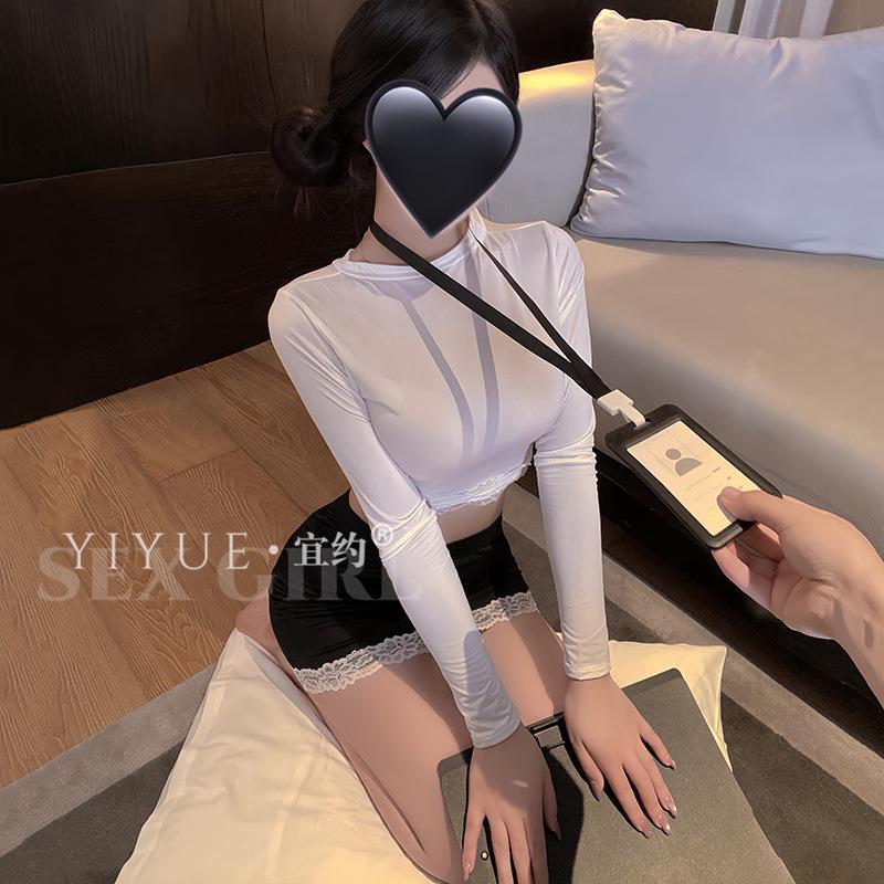 Erotic Underwear, Sexy Pure Desire Secretary, Nightclub Teacher Uniform, Seductive, hip-Hugging, no-Take Pajama Set 1343