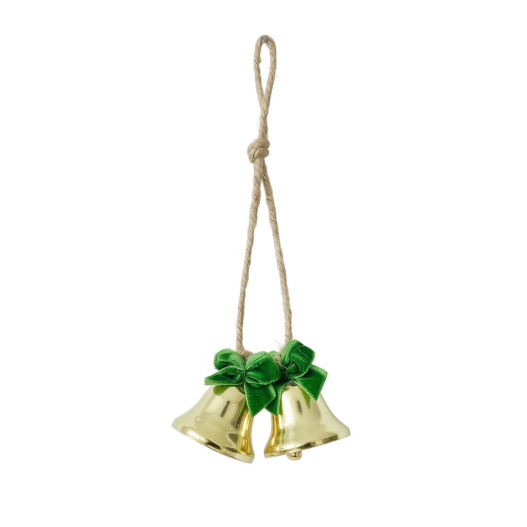 Small Vintage Christmas Bell Garland with Bows, Hanging Wind Ornament for Holiday Decor
