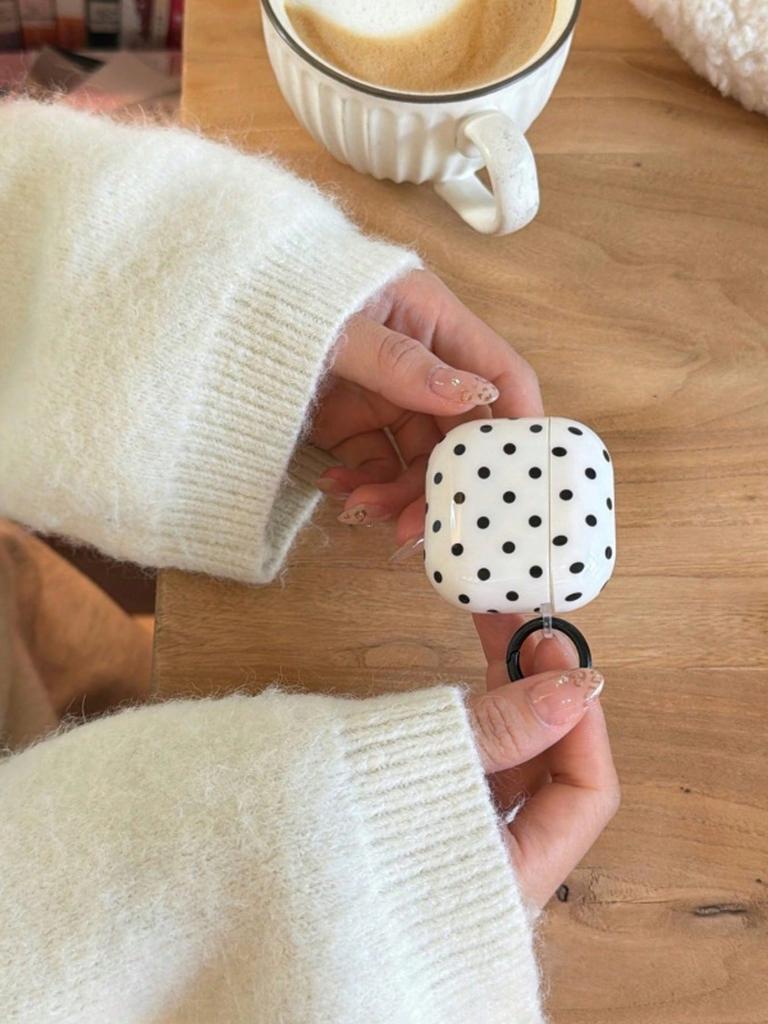 Korean Style Black White Polka Dot Airpods Pro 3 Case for Airpods 3rd Gen Protective Cover with Cute Heart Charm Anti Slip for Airpods 4th Gen