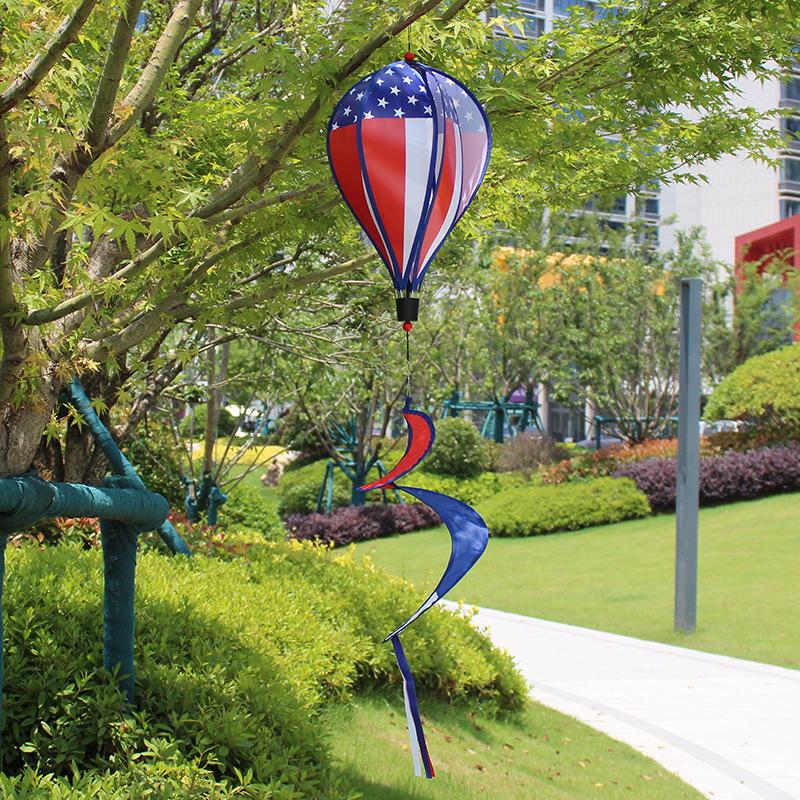 Rainbow Hot Air Balloon Garden Wind Spinner Ornament