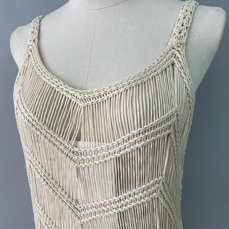 

Платье Защита от солнца Женское Сексуальное С открытой спиной с кисточками на бретелях Пляжная Блузка-бикини One Size