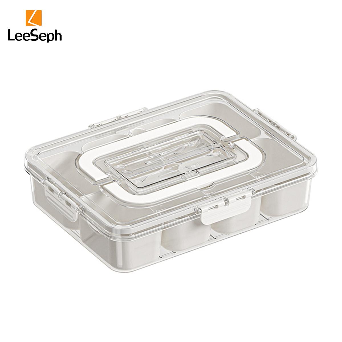 

Поднос для сервировки Leeseph с крышкой и ручкой, контейнер для закусок, переносные тарелки для закусок на пикнике белый