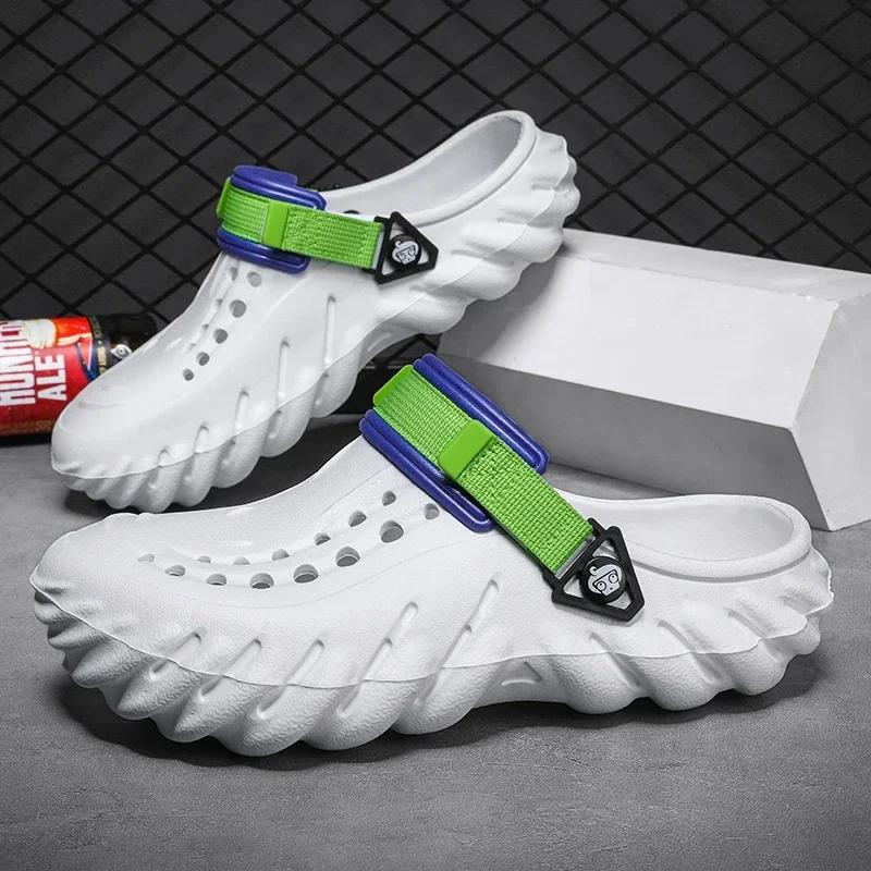 Açık erkek sandalet nefes hafif yumuşak EVA erkek terlik moda erkek bahçe ayakkabısı takunya çift plaj rahat ayakkabılar