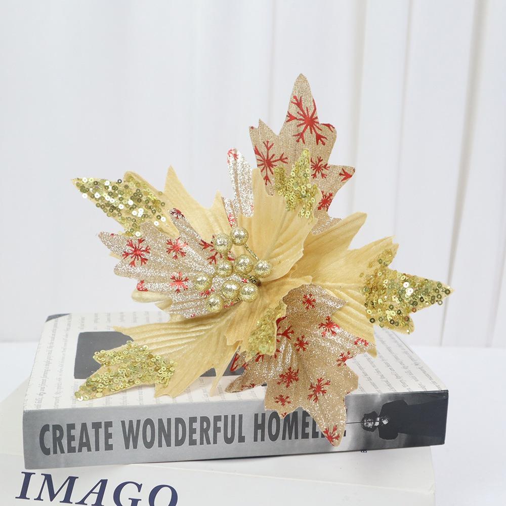 New 26cm Christmas Artificial Flowers Flannel DIY Decoration Xmas Tree Decorations Decorative Flowers Xmas