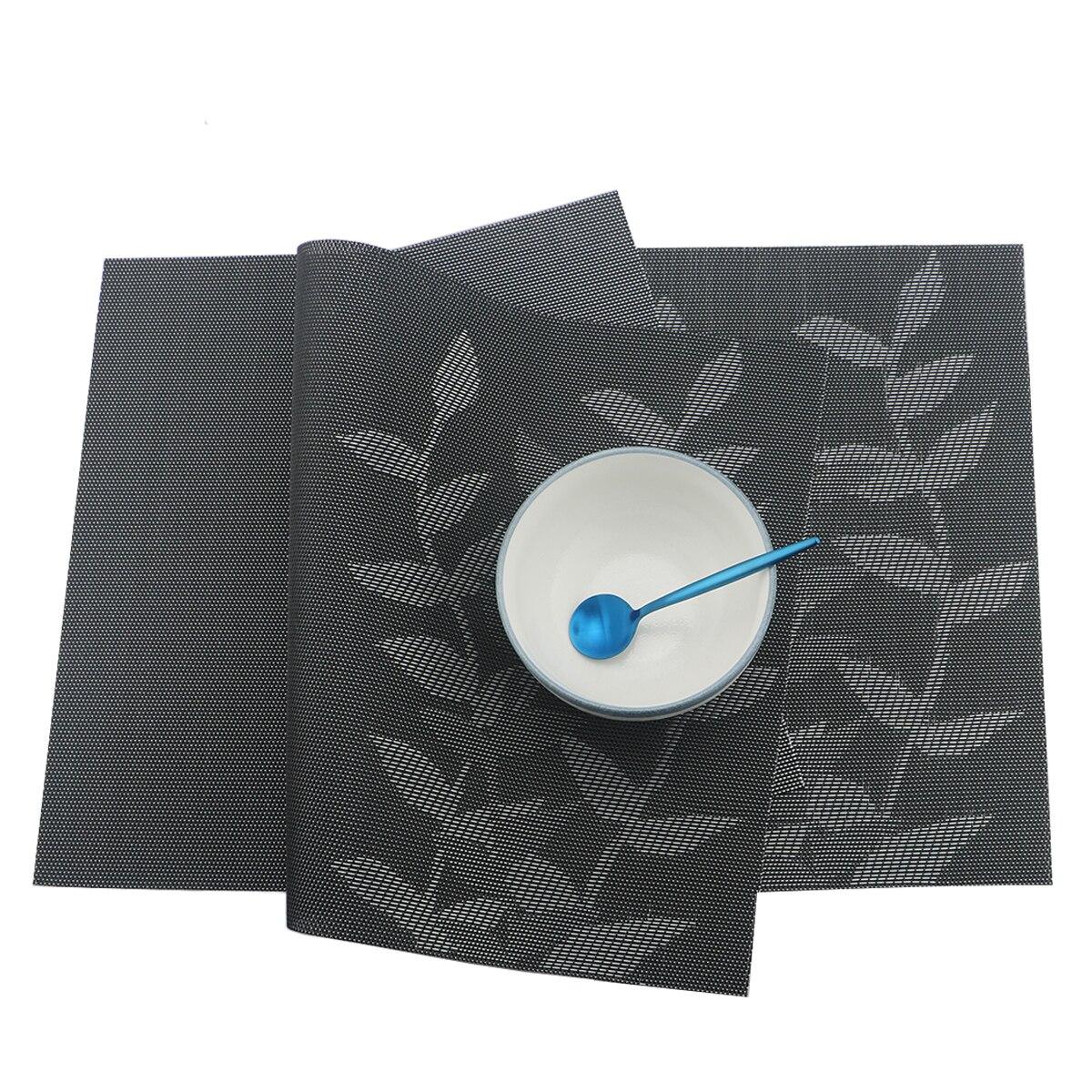 6 шт. ПВХ коврики для стола Нескользящие водонепроницаемые салфетки лист цветок дерево — фото 14