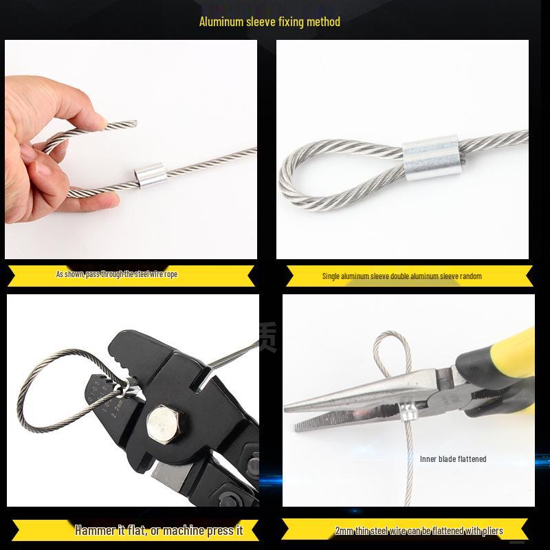 Plastic-Coated 304 Stainless Steel Wire Rope with Aluminum Sleeves, Anti-Theft Lock, and Machine Lifting Cable