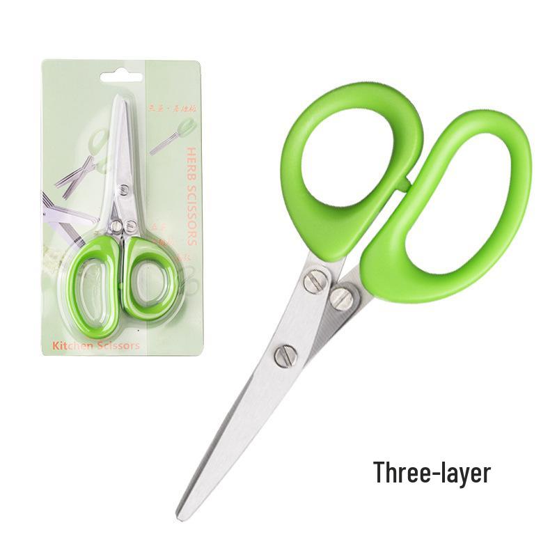Multifunctional Stainless Steel 3/5-Layer Scallion & Seaweed Shredding Scissors - Versatile, Strong Kitchen Tool.