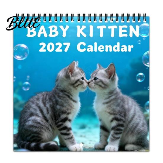 Decorative Wall Decor for Office Kittens 2027 Calendar Cute Baby Square Monthly Spiral Coated Paper Planning Calendar Binding 12 Month Hanging
