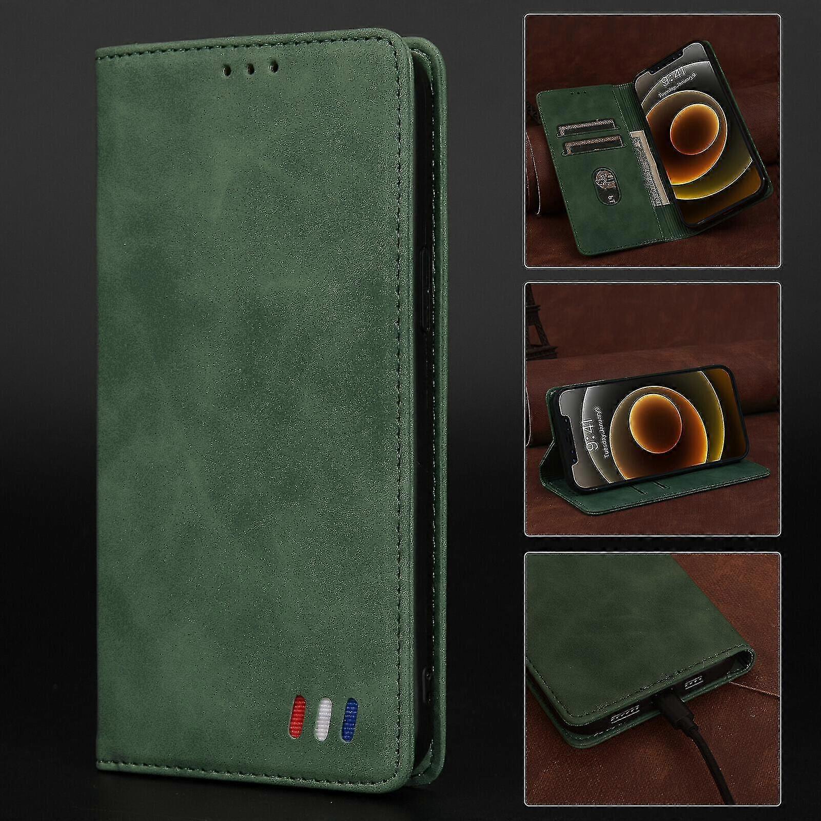 Hülle Magnetverschluss Brieftasche Buch Flip Flip Split Standfunktion Lederhülle Stoßfest für Iphone 12 Mini - Grün