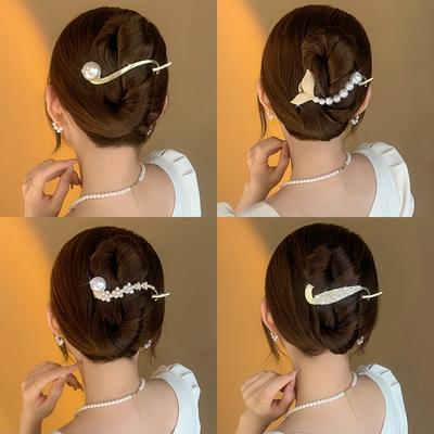Korean Metal Butterfly Pearl Hair Clips Hairpins Fashion Sweet Ponytail Clip Barrettes Hairgrips Headwear Women Hair Accessorie