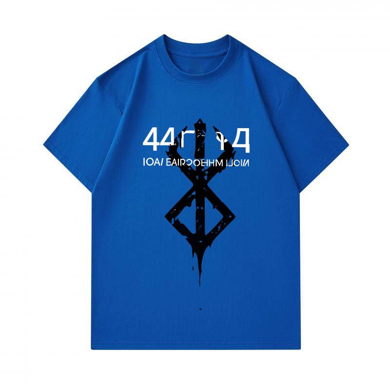 Men 100% Cotton Crew Neck Short Sleeve T-shirt, Vintage Distressed Viking Rune Geometric Print Casual Loose Fit Tee, Breathable Lightweight Daily Wear