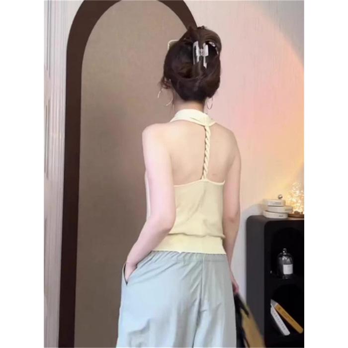 

High-End 2025 French Slimming Halter Top - Spicy Girl Collection Medium жёлтый
