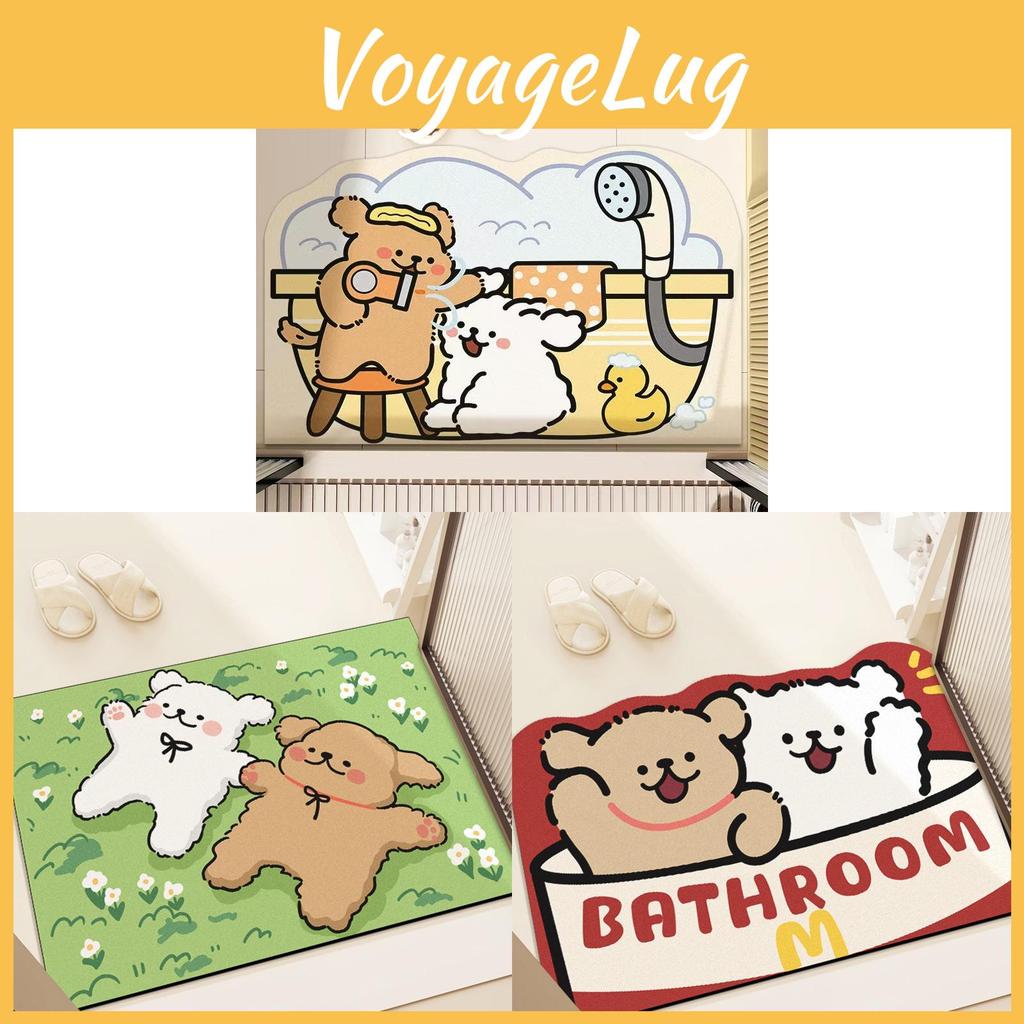 Cartoon Style Waterproof Bathroom Mat With Water Absorbent Silicon Diatom Mud For Bath Room Safety