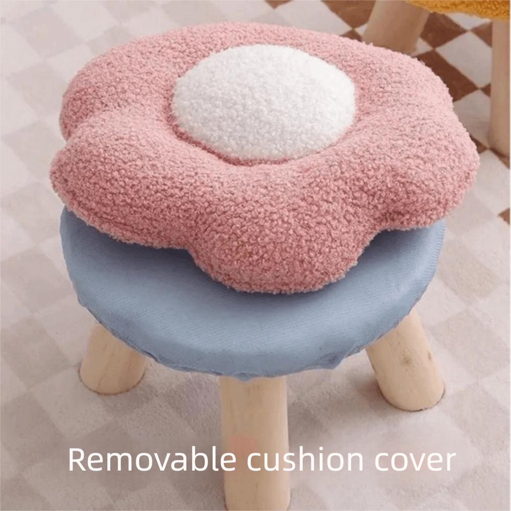 Portable Soft Low Stool Household Lightweight Footstool Removable Cover Wooden Legs Sofa Stool Home Use