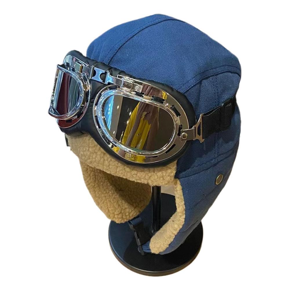 Winter Aviator Pilot Hat Thermal Insulated Ear Flap Windproof Goggle Design for Cycling Outdoor Men Women Cold Weather