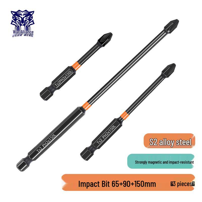 Phillips Magnetic High Hardness Extended Anti-Slip Electric Screwdriver Bit, Hex Shank, Rustproof.