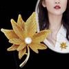 Korean Style Elegant Maple Leaf Brooch - Women's Anti-Exposure Fashion Accessory