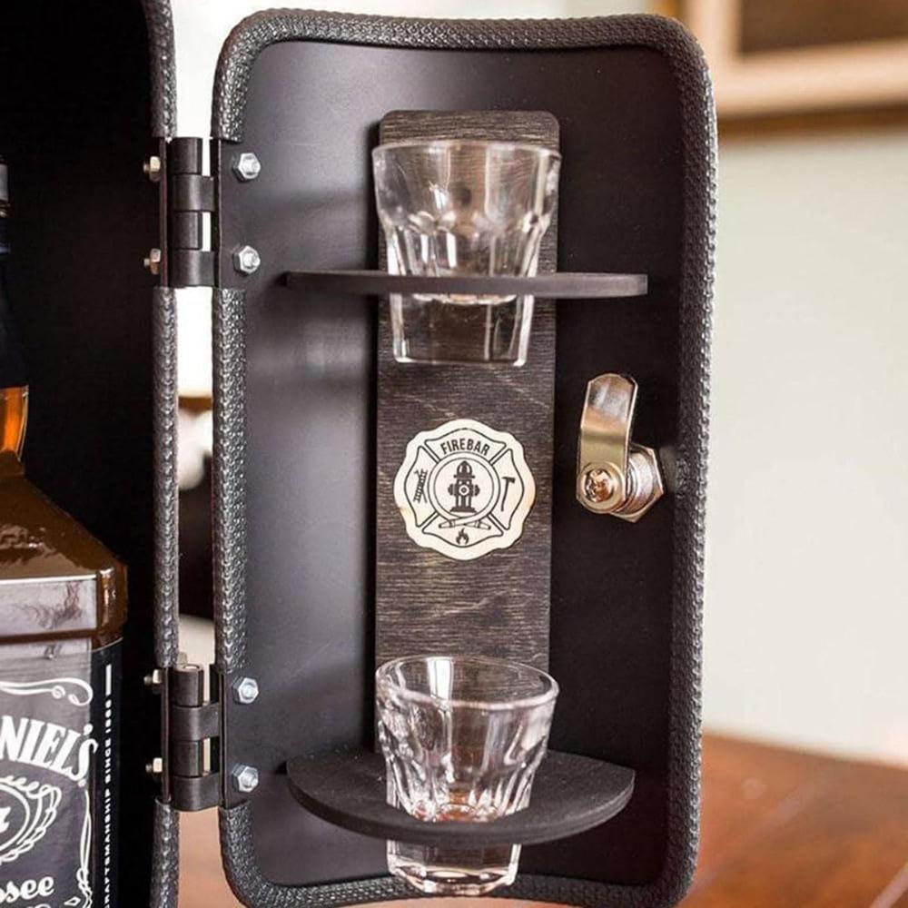 Bærbar Flaskeholder Rød/Svart Skjult Spritskap Brannslukker Oppbevaringssystem Bar