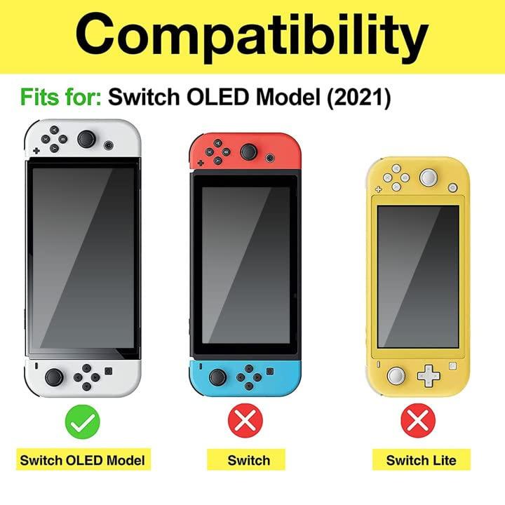 Procase Switch OLED 2021 Capa Flip com 2 Capas Finas de TPU Macio Capa Protetora à Prova de Choque Filmes Pretos, -