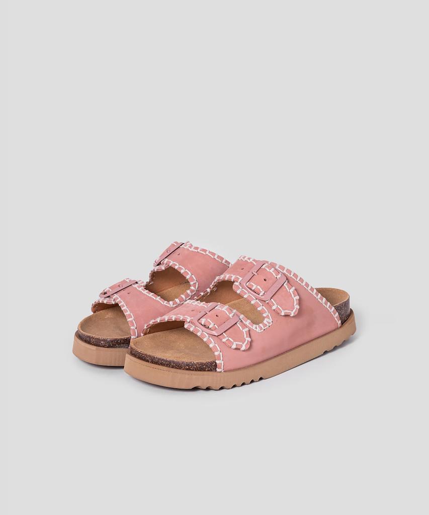 Scholl (Women) Stitch Two-Strap Cork Sandals Pink (Hh54K2C20X)