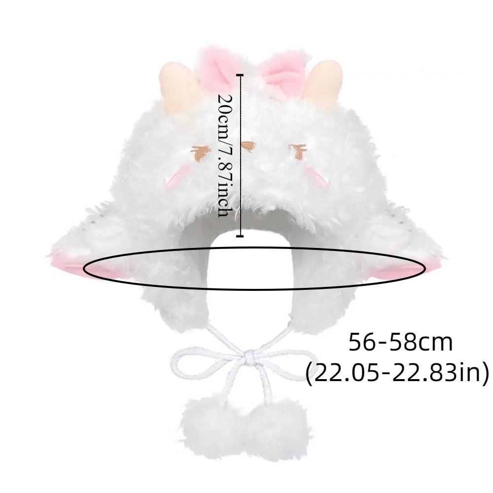 Y2K Soft Sheep Ear Bucket Hat Lolita Fluff Dome Hat Sweet Cute Brimless Beanie Cap Winter