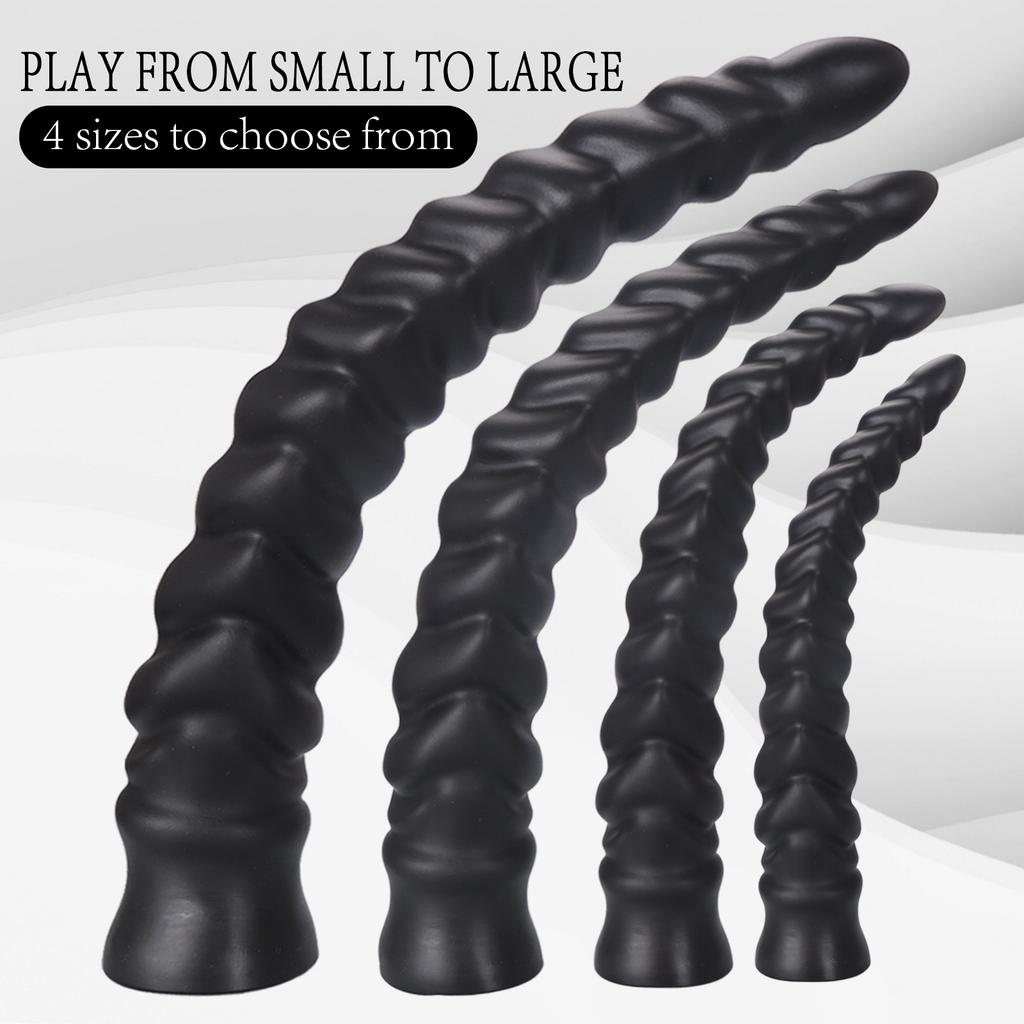 Extra Long Anal Plug with Spiral Texture - Large Ribbed Whip Style Butt Plug for Men & Women, Realistic Dildo Adult Sex Toy