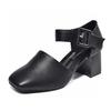 women fashion black patent leather buckle strap anti skid shoes lady cool comfort beige office career shoes ab519
