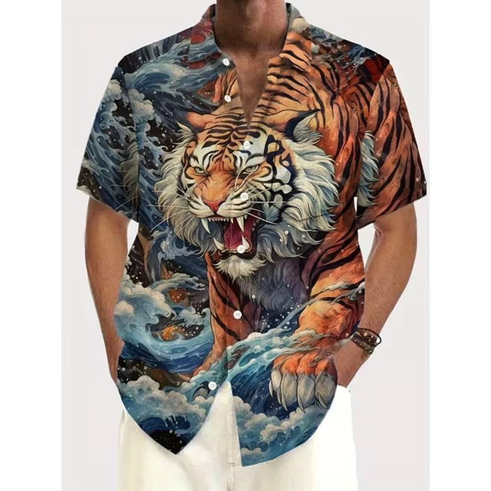 Men's Geometric Pattern 3D Print Shirt Button Up Shirt Casual Shirt Summer Shirt Short Sleeve Daily Vacation Clothing