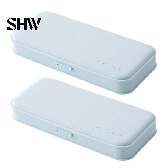 Multipurpose Plastic Pencil Case 2Pcs Simple for Students, Holder Hard Shell Organizer Backpack with Multiple Compartments, Lightweight Portable