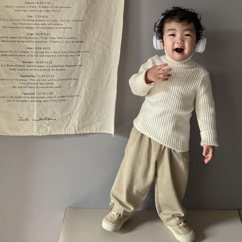 Kids Sweaters Solid Spring Korean Style Forest Girls Sweater Brief Boys Pullover Turtleneck Knitwear