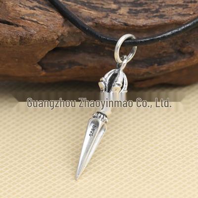 Sterling Silver Tibetan Vajra Pendant with Retro Awl Nail Design
